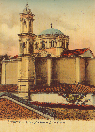 St. Stephanos Armenian Church in Smyrna, 16th century, a postcard The collection of Orlando Calumeno - See more at: http://www.genocide-museum.am/eng/online_exhibition_16.php#sthash.Xah0cSsb.dpuf